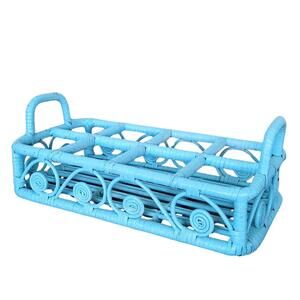 Vintage Sky Blue Bamboo Beverage Caddy